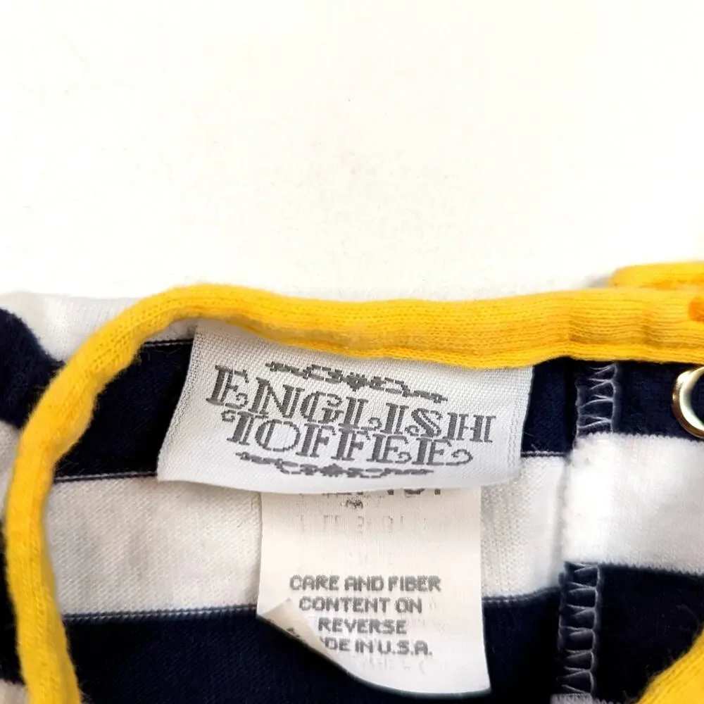 Vintage English Toffee Top Baby Girls Sz 12m Navy Duck 3D Cute Peplum Everyday
